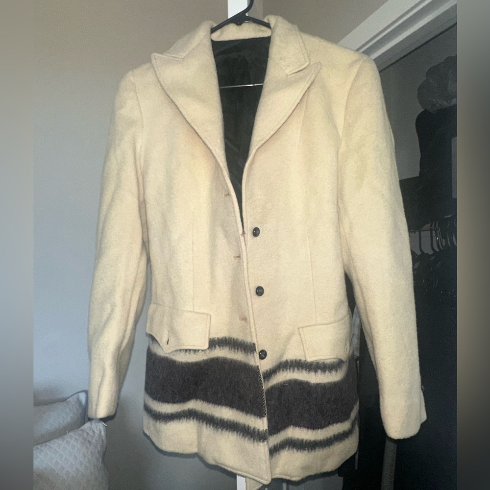 Cream and Brown Women's Jacket